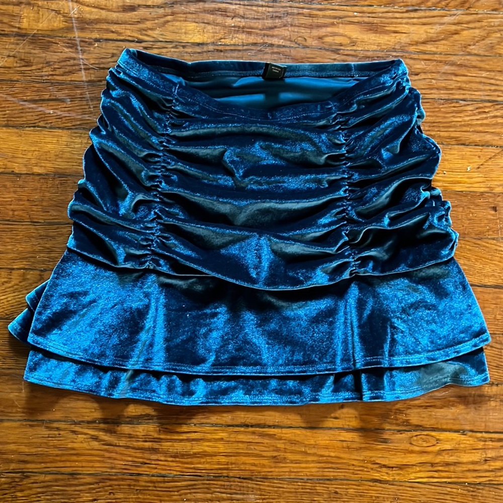ruffled teal blue wild fable skirt